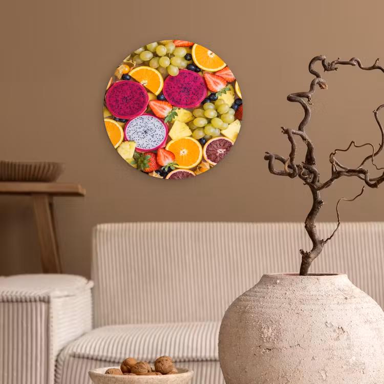 Fruit - Assortiment - Kleurrijk - Gezondheid Wandcirkel kunststof plaat 5mm dik klein -sfeer1