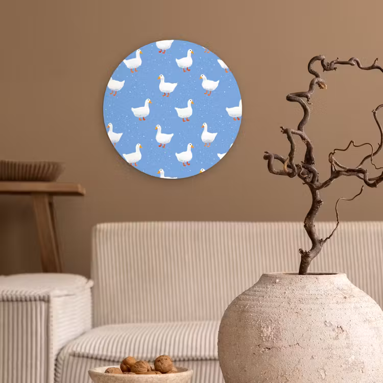 Ganzen - Elegant - Blauw Wandcirkel kunststof plaat 5mm dik klein 188 -sfeer1