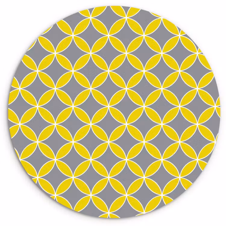 Geometrisch - Cirkels - Modern - Grijs - Geel Wandcirkel kunststof plaat 5mm dik klein 188 -3d