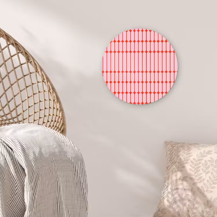 Geometrisch - Minimalistisch - Rood - Roze Wandcirkel kunststof plaat 5mm dik klein 188 -sfeer5