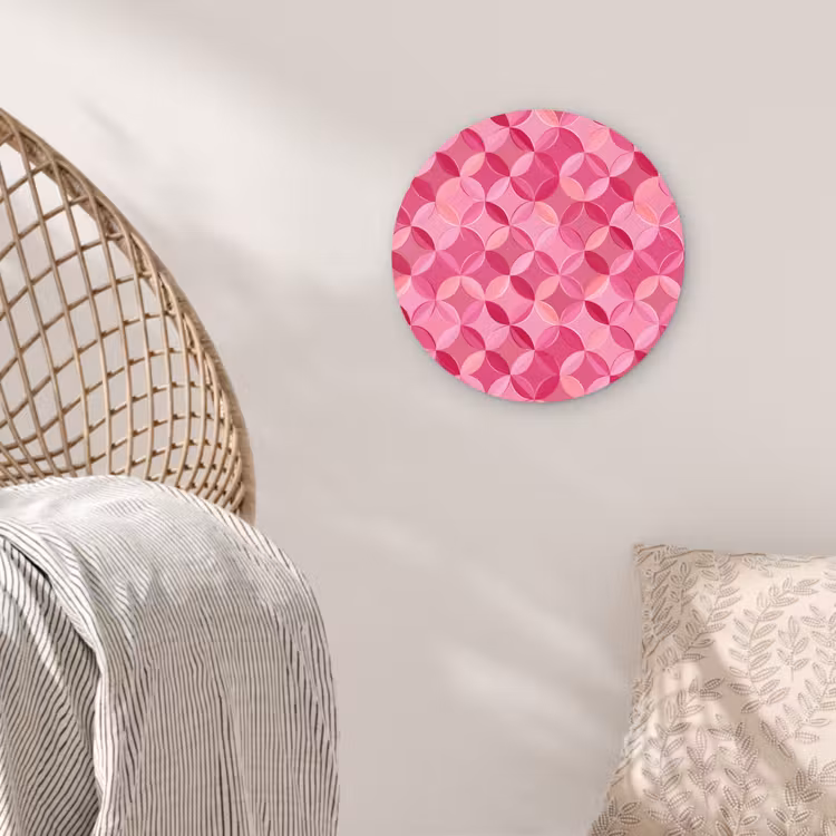 Geometrisch - Mozaïek - Modern - Roze Wandcirkel kunststof plaat 5mm dik klein 188 -sfeer5