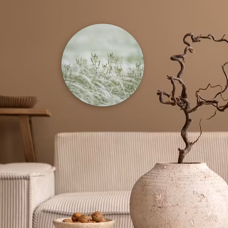 Grassen - Minimalistisch - Groen Wandcirkel kunststof plaat 5mm dik klein -sfeer1