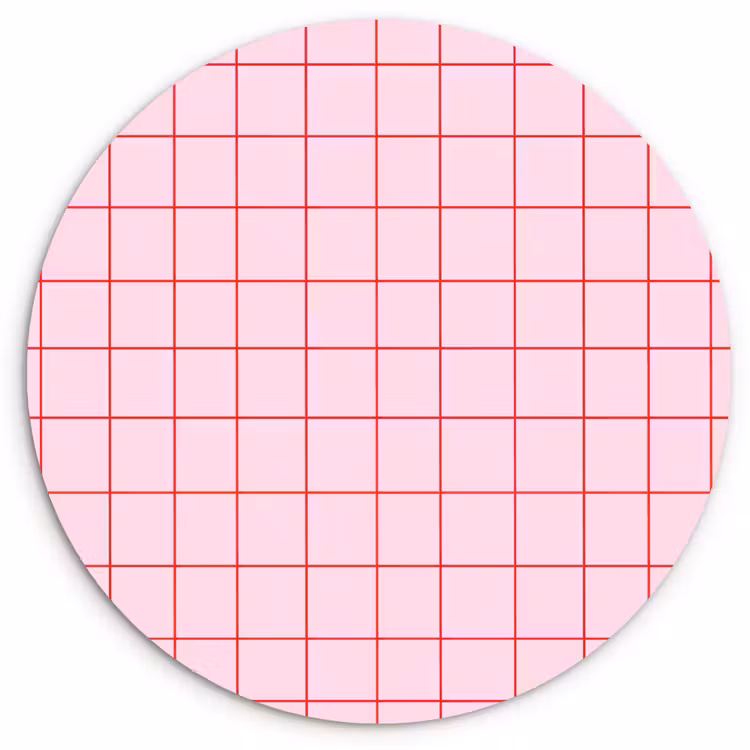 Raster - Patroon - Roze Wandcirkel kunststof plaat 5mm dik klein 188 -3d