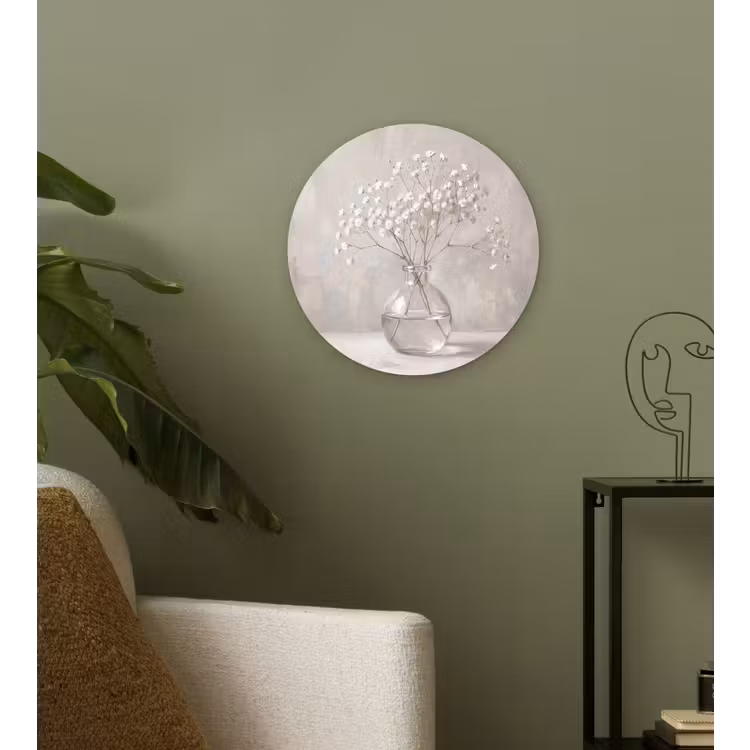 Gipskruid - Vaas - Wit Wandcirkel kunststof plaat 5mm dik klein -sfeer3