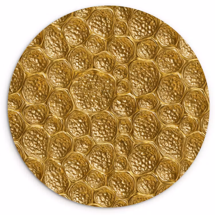 Gehamerd - Mozaïek - Antiek - Goud Wandcirkel kunststof plaat 5mm dik klein 188 -3d