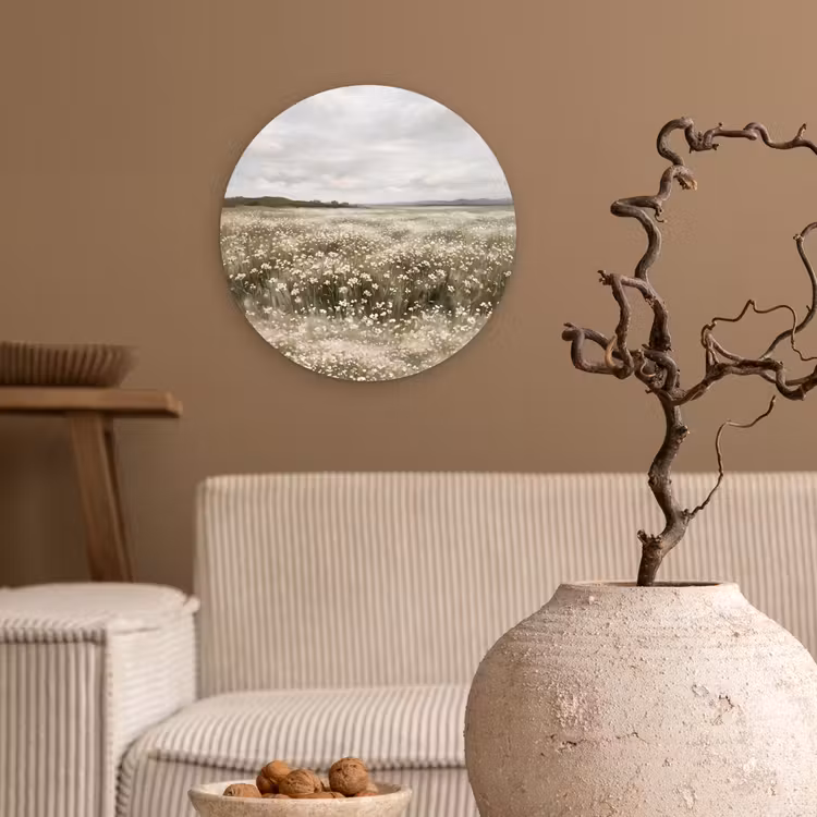 Illustratie - Landschap - Wit Wandcirkel kunststof plaat 5mm dik klein -sfeer1