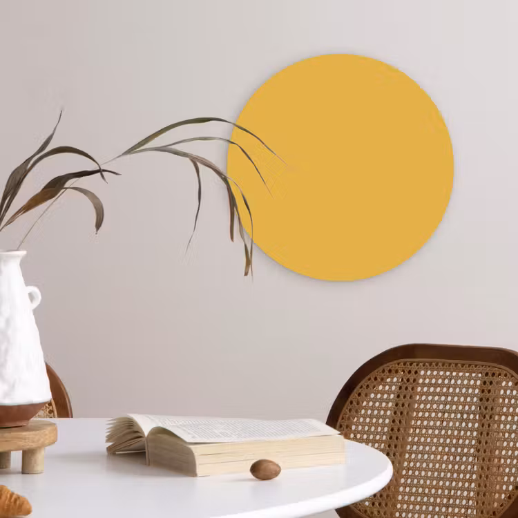 Joyful - Mustard - Geel Wandcirkel kunststof plaat 5mm dik klein 188 -sfeer4