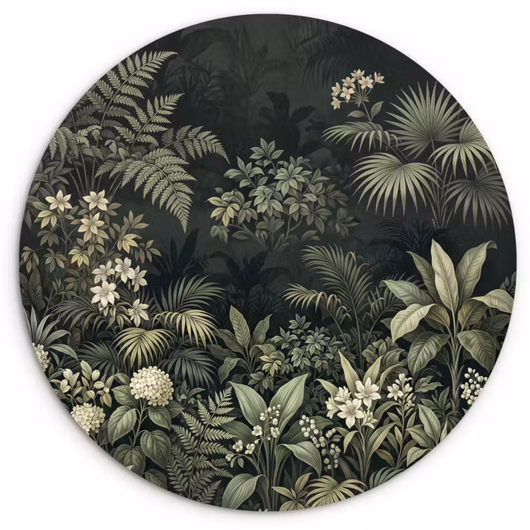 Jungle - Bladeren - Botanisch - Groen Wandcirkel kunststof plaat 5mm dik klein -3d