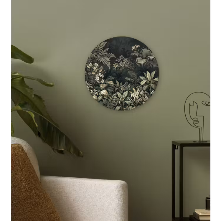 Jungle - Bladeren - Botanisch - Groen Wandcirkel kunststof plaat 5mm dik klein -sfeer3