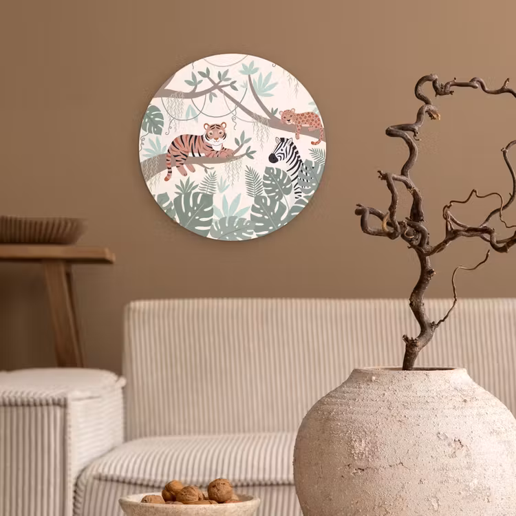 Jungle - Rustiek - Pastel Wandcirkel kunststof plaat 5mm dik klein -sfeer1