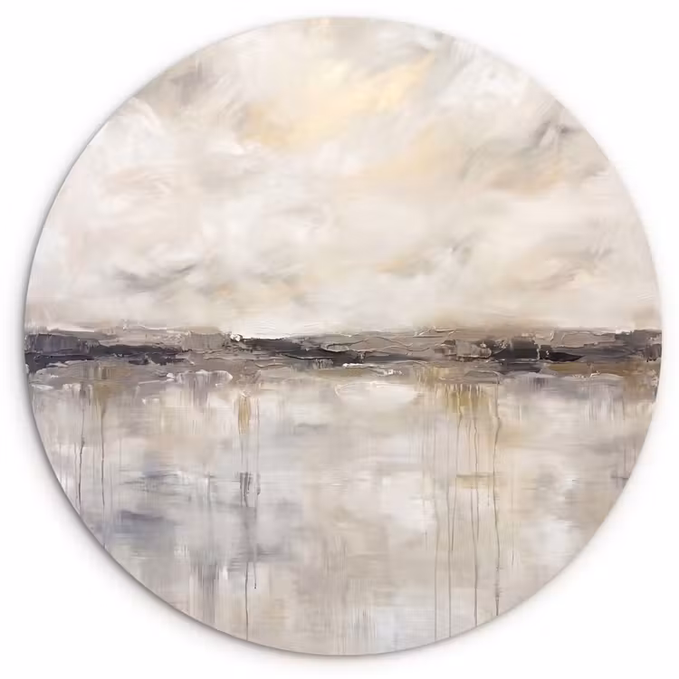 Landschap - Horizon - Natuur - Abstract - Neutraal Wandcirkel kunststof plaat 5mm dik klein -3d