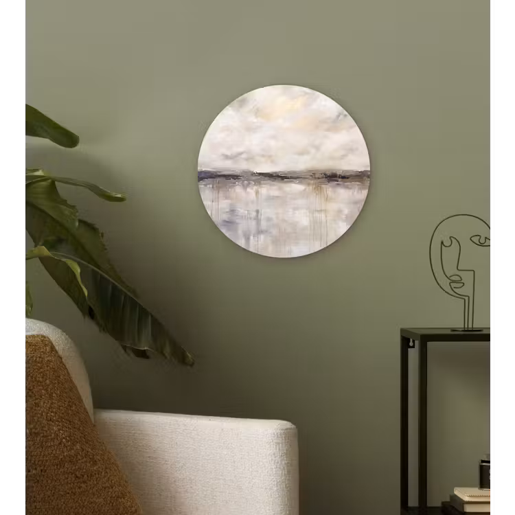 Landschap - Horizon - Natuur - Abstract - Neutraal Wandcirkel kunststof plaat 5mm dik klein -sfeer3