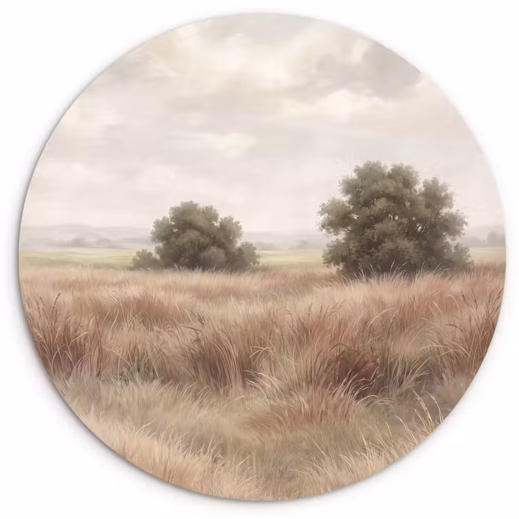 Landschap - Minimalistisch - Beige Wandcirkel kunststof plaat 5mm dik klein -3d