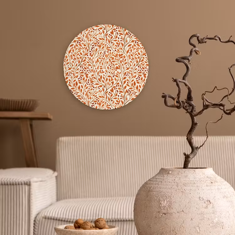 Bladeren - Botanisch - Terracotta Wandcirkel kunststof plaat 5mm dik klein 188 -sfeer1