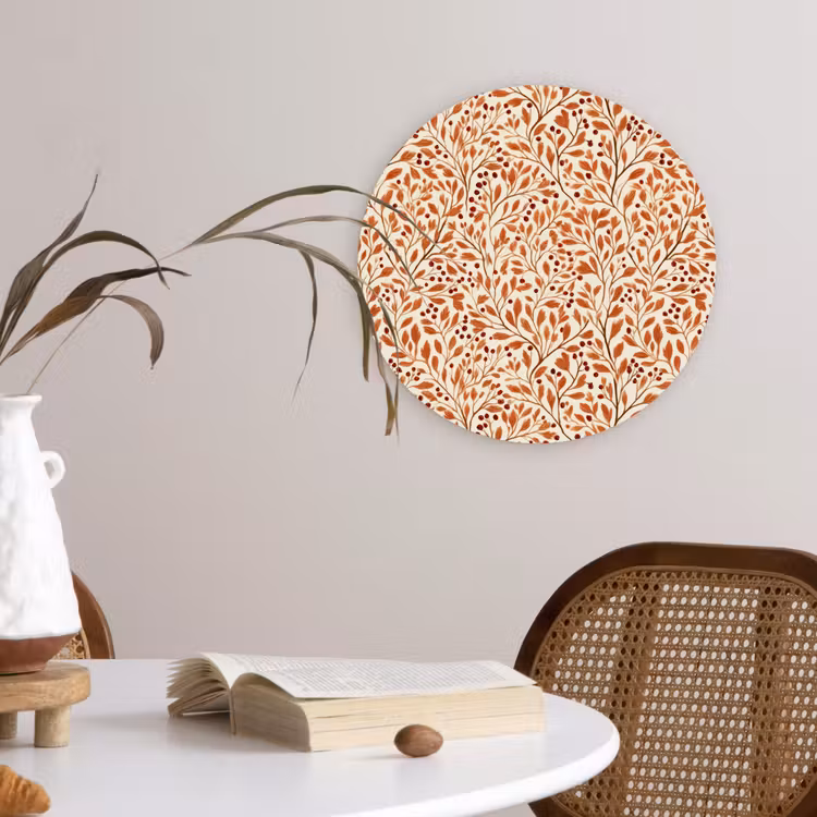 Bladeren - Botanisch - Terracotta Wandcirkel kunststof plaat 5mm dik klein 188 -sfeer4