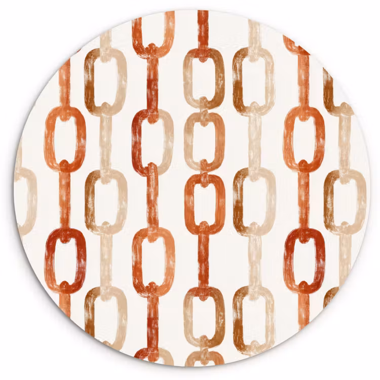 Schakels - Patroon - Aquarel - Terracotta Wandcirkel kunststof plaat 5mm dik klein 188 -3d