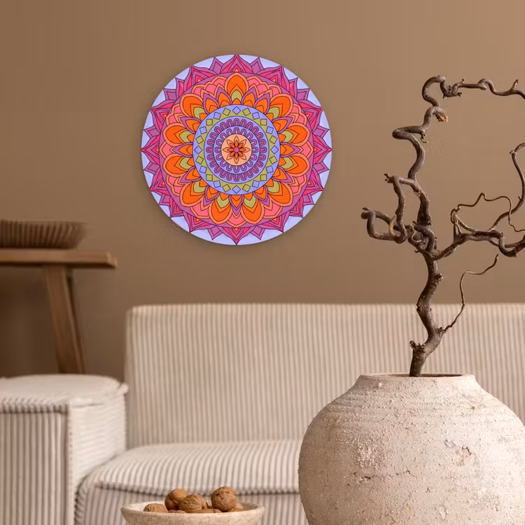 Mandala - Cirkel - Abstract - Kleurrijk - Patroon Wandcirkel kunststof plaat 5mm dik klein -sfeer1