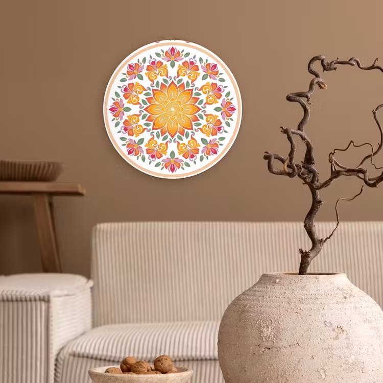 Mandala - Bloemen - Decoratie - Kleurrijk - Abstract Wandcirkel kunststof plaat 5mm dik klein -sfeer1