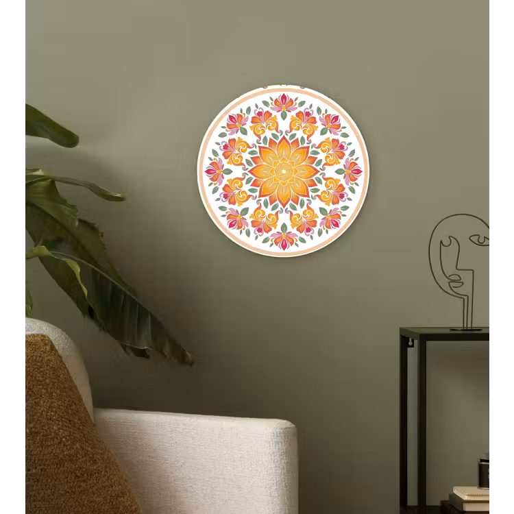 Mandala - Bloemen - Decoratie - Kleurrijk - Abstract Wandcirkel kunststof plaat 5mm dik klein -sfeer3