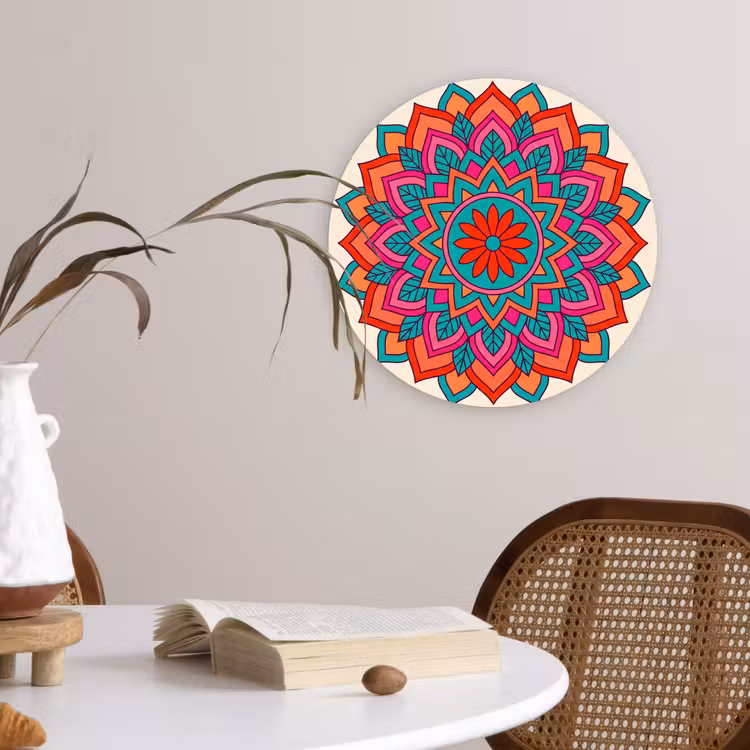 Mandala - Patroon - Abstract - Kleurrijk - Modern Wandcirkel kunststof plaat 5mm dik klein -sfeer4