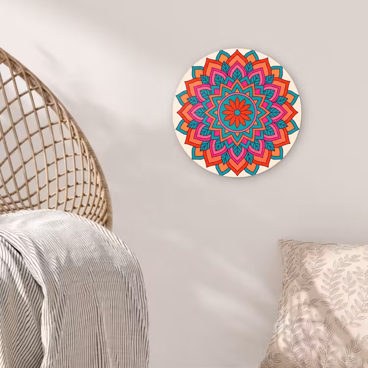 Mandala - Patroon - Abstract - Kleurrijk - Modern Wandcirkel kunststof plaat 5mm dik klein -sfeer5