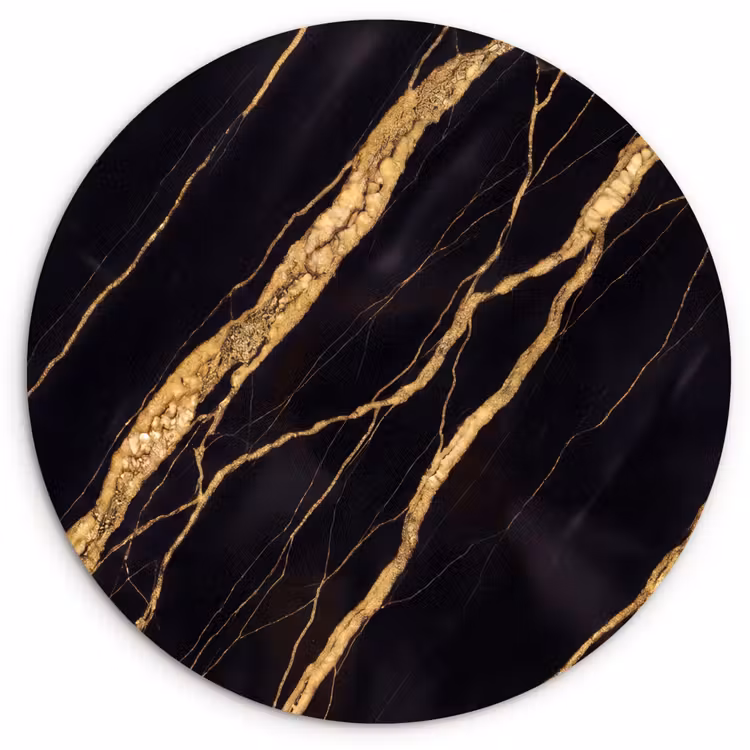 Marmer - Goud - Textuur - Abstract - Zwart Wandcirkel kunststof plaat 5mm dik klein -3d