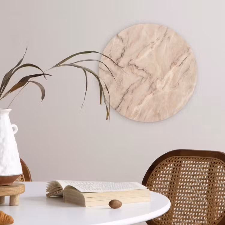 Marmer - Patroon - Abstract - Modern - Beige Wandcirkel kunststof plaat 5mm dik klein -sfeer4