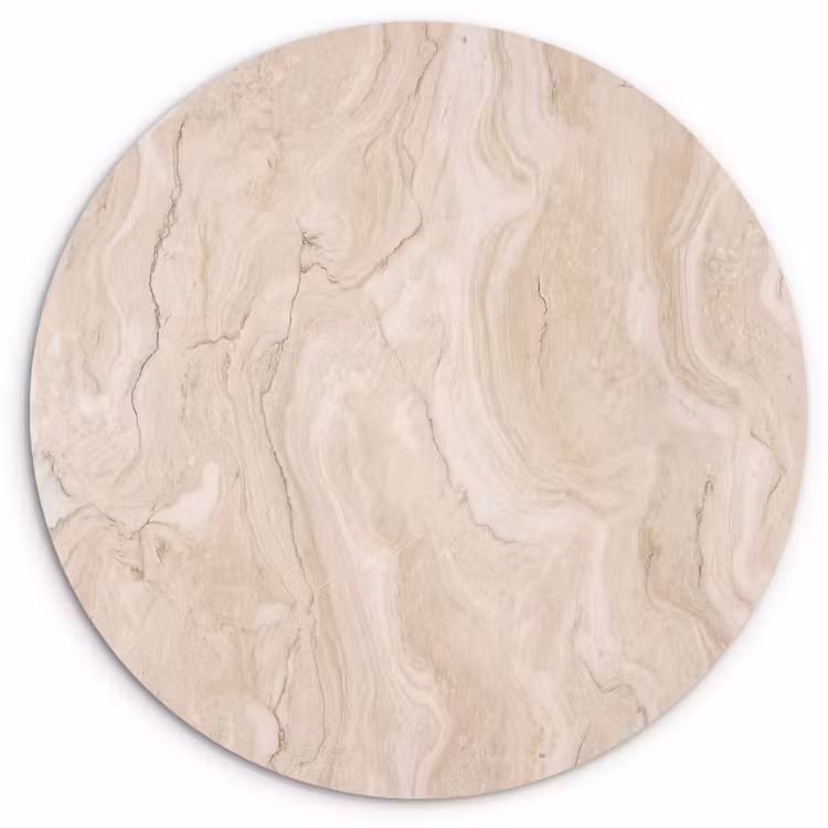 Marmer - Patroon - Beige - Steen - Abstract Wandcirkel kunststof plaat 5mm dik klein -3d