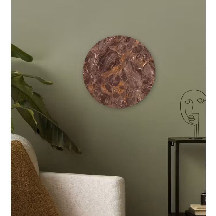 Marmer - Patroon - Natuur - Bruin - Goud Wandcirkel kunststof plaat 5mm dik klein -sfeer3