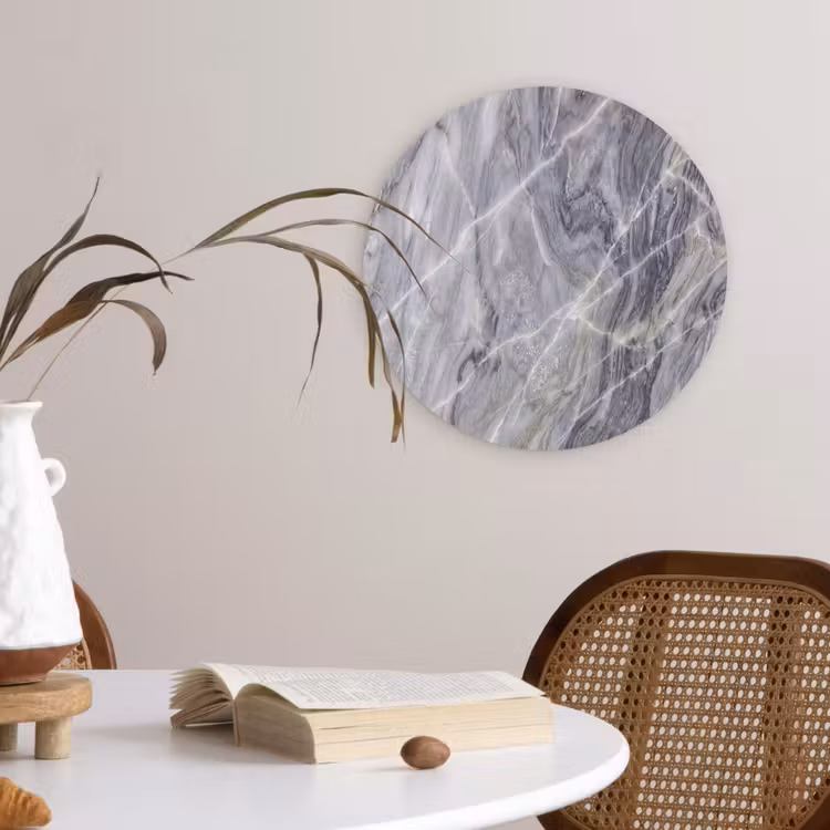 Marmer - Ader - Patroon - Abstract - Grijs Wandcirkel kunststof plaat 5mm dik klein -sfeer4