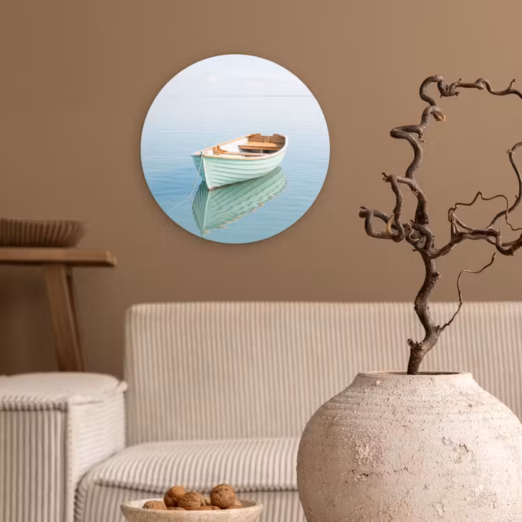 Minimalistisch - Boot - Zee Wandcirkel kunststof plaat 5mm dik klein -sfeer1