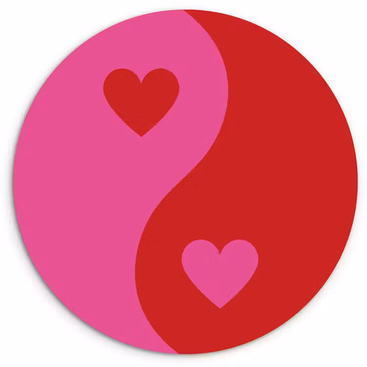 Minimalistisch - Rood - Roze - Hartjes Wandcirkel kunststof plaat 5mm dik klein -3d