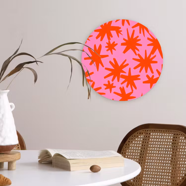 Modern - Sterren - Roze Wandcirkel kunststof plaat 5mm dik klein 188 -sfeer4