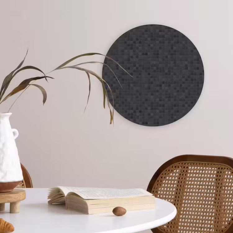 Mozaïek - Patroon - Zwart Wandcirkel kunststof plaat 5mm dik klein 188 -sfeer4