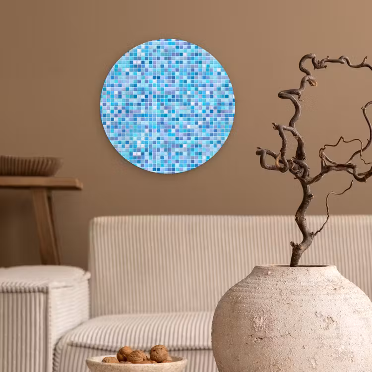 Mozaïek - Patroon - Turquoise Wandcirkel kunststof plaat 5mm dik klein 188 -sfeer1
