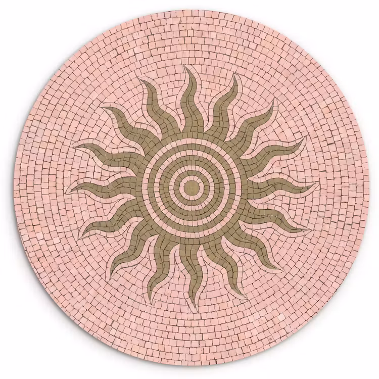 Mozaïek - Zon - Patroon - Klassiek - Roze Wandcirkel kunststof plaat 5mm dik klein -3d