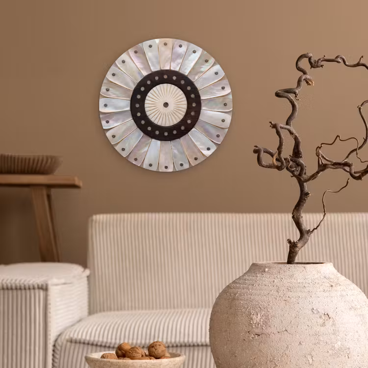 Parelmoer - Patroon - Decoratie - Ambacht - Wit Wandcirkel kunststof plaat 5mm dik klein -sfeer1