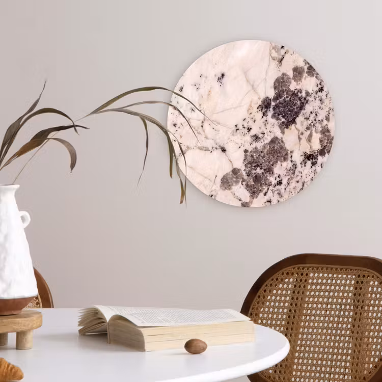 Natuursteen - Patroon - Abstract - Beige - Grijs Wandcirkel kunststof plaat 5mm dik klein -sfeer4