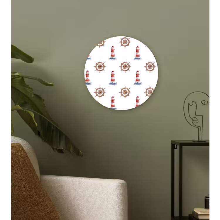 Nautisch - Klassiek - Rood Wandcirkel kunststof plaat 5mm dik klein 188 -sfeer3