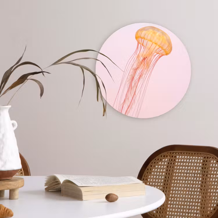 Sierlijk - Kwal - Roze Wandcirkel kunststof plaat 5mm dik klein -sfeer4