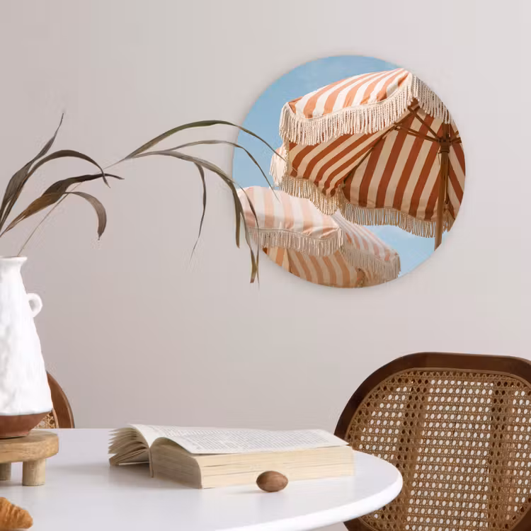 Parasol - Lucht - Rood Wandcirkel kunststof plaat 5mm dik klein -sfeer4