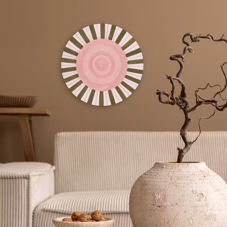 Patroon - Cirkel - Stralen - Abstract - Roze Wandcirkel kunststof plaat 5mm dik klein -sfeer1