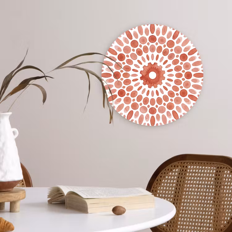 Patroon - Cirkels - Abstract - Modern - Rood Wandcirkel kunststof plaat 5mm dik klein -sfeer4