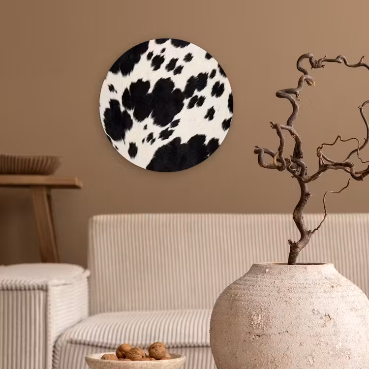 Patroon - Vacht - Zwart - Wit Wandcirkel kunststof plaat 5mm dik klein -sfeer1
