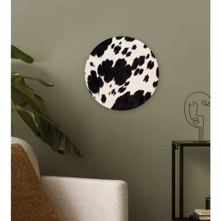 Patroon - Vacht - Zwart - Wit Wandcirkel kunststof plaat 5mm dik klein -sfeer3