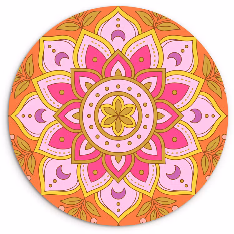 Patroon - Bloemmotief - Decoratie - Abstract - Roze Wandcirkel kunststof plaat 5mm dik klein -3d