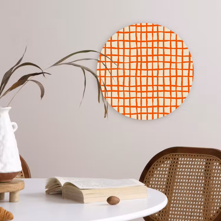 Patroon - Lijnen - Oranje Wandcirkel kunststof plaat 5mm dik klein 188 -sfeer4