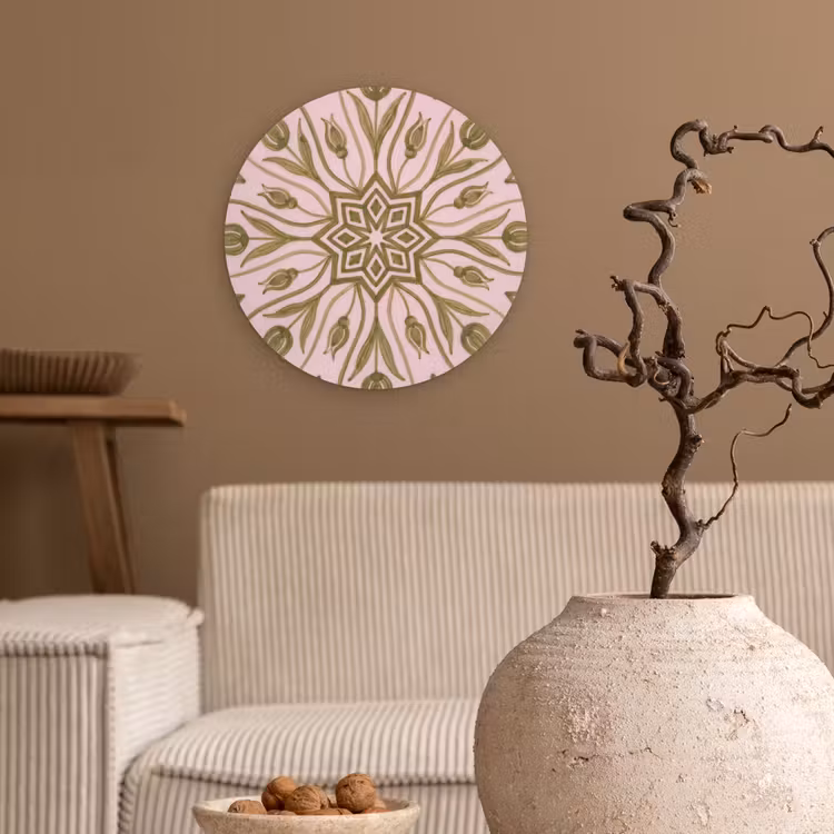 Patroon - Mandala - Decoratie - Abstract - Groen Wandcirkel kunststof plaat 5mm dik klein -sfeer1