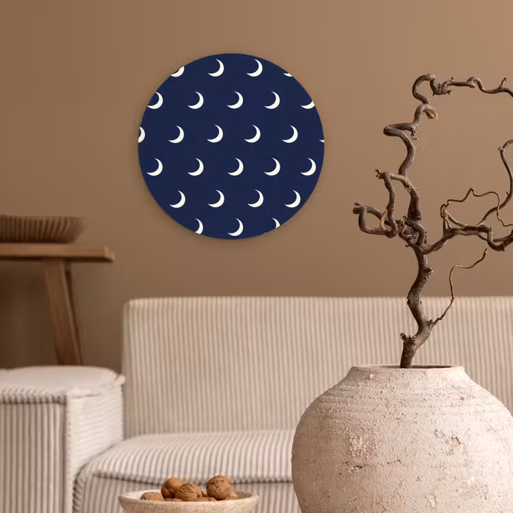 Patroon - Manen - Blauw Wandcirkel kunststof plaat 5mm dik klein 188 -sfeer1