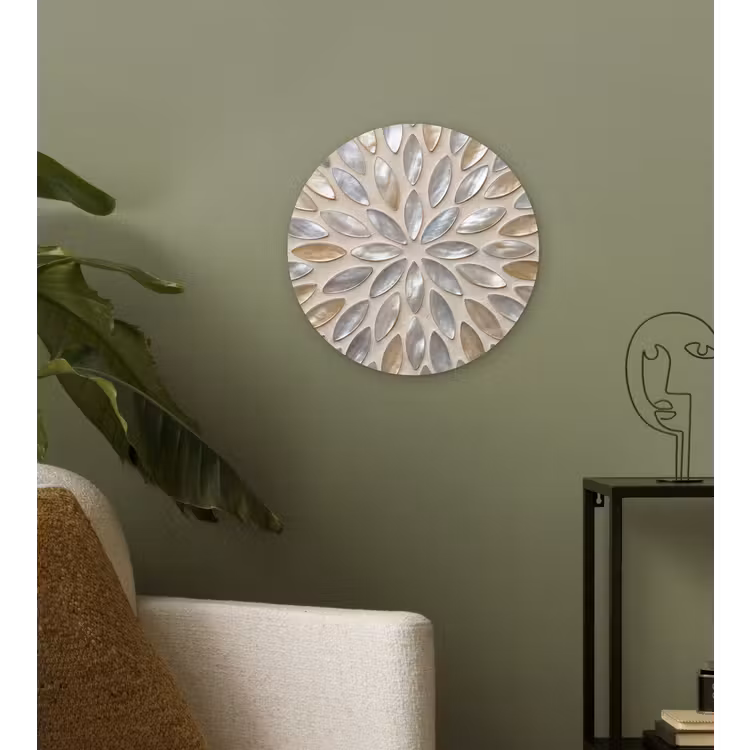 Patroon - Ovaal - Glanzend - Abstract - Beige Wandcirkel kunststof plaat 5mm dik klein -sfeer3